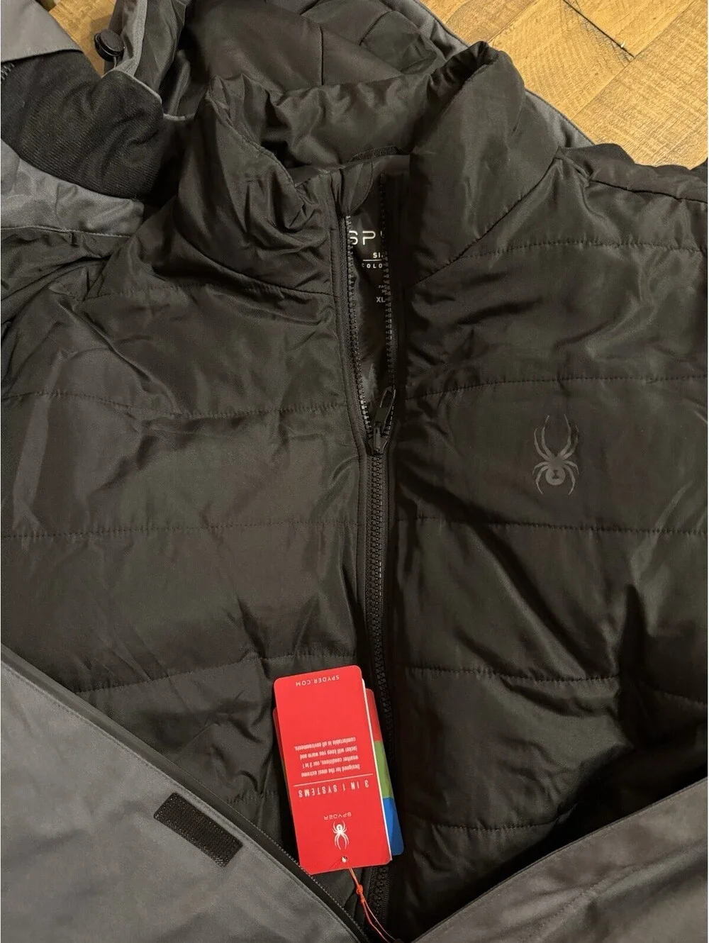 Spyder 3-in-1 Snow Ski System Jacket Detachable Hood Men’s XL Polar NWT $299